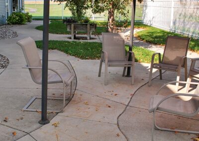 View of an outdoor patio at a senior living community