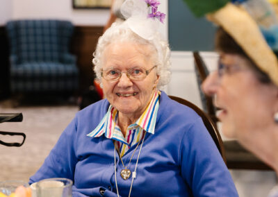 Senior woman wearing fancy hat